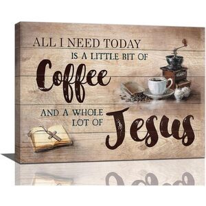 NEW Christian Coffee Wall Art Jesus Coffee Cross Wall Decor 16 x12 (4296)‎